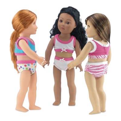 18 Inch Doll Clothes | Trendy and Colorful 6-Piece Underwear Set, Includes 3 Bras and 3 Panties | Fits American Girl Dolls   